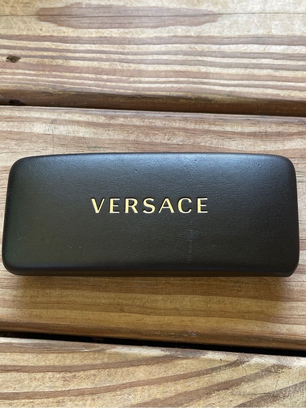 Authentic Versace Black Hard Eyeglass Sunglasses Case Gold Logo